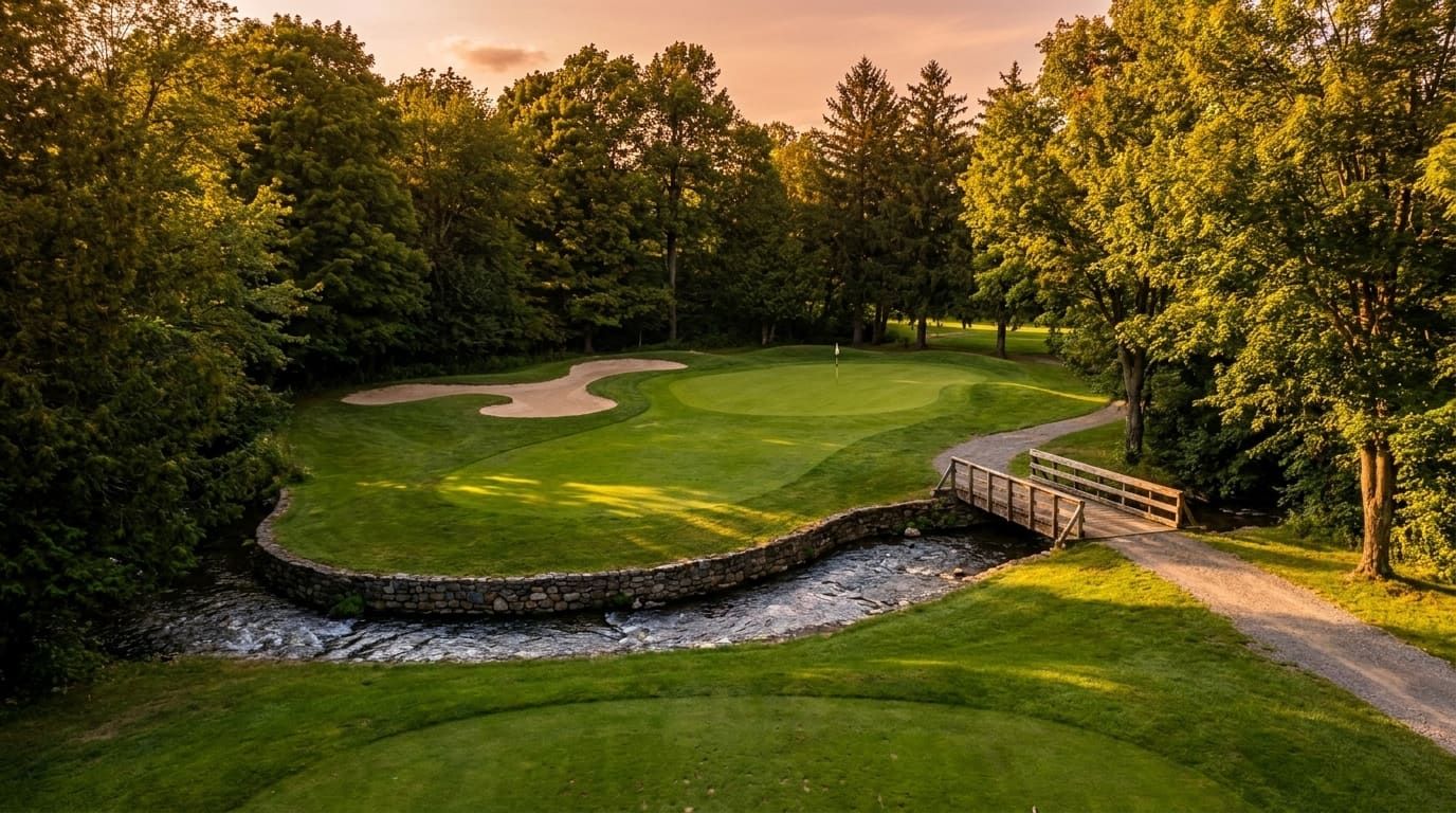 Illustrative placeholder view of hole 6, a 140 yard par 3