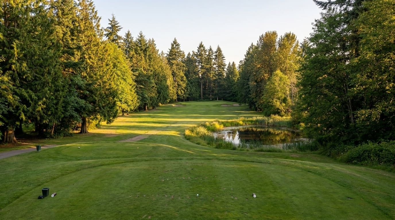 Illustrative placeholder view of hole 14, a 218 yard par 4