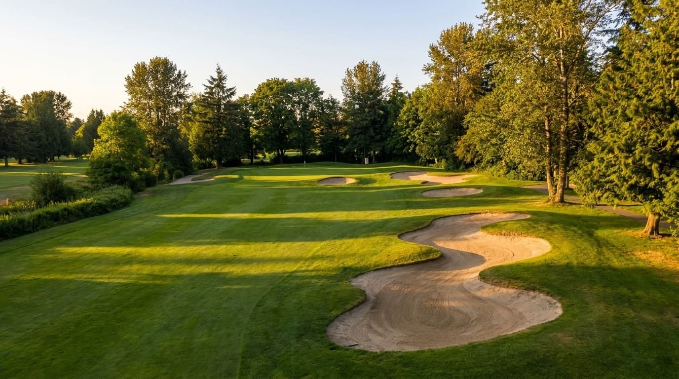 Illustrative placeholder view of hole 17, a 134 yard par 3